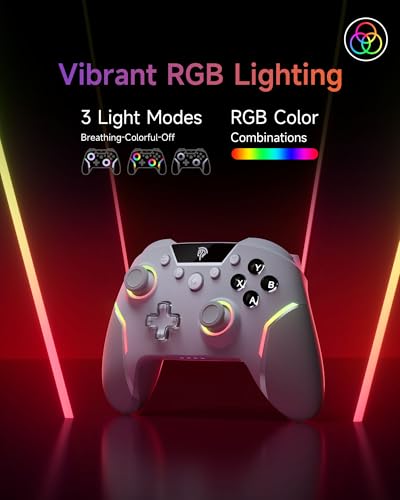 EasySMX X20 Wireless Gaming Controller with RGB Backlit, 2-Stage Hall Effect Stick, 1000Hz Polling Rate, 6-Axis Gyro on Multi-Platform, Mech Buttons- Compatible with PC/Switch/Steam/Android