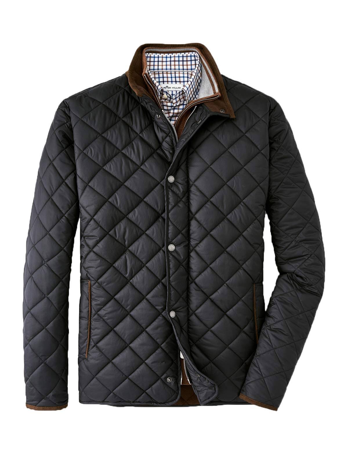 Peter Millar Suffolk Quilted Travel Coat - Black Male
