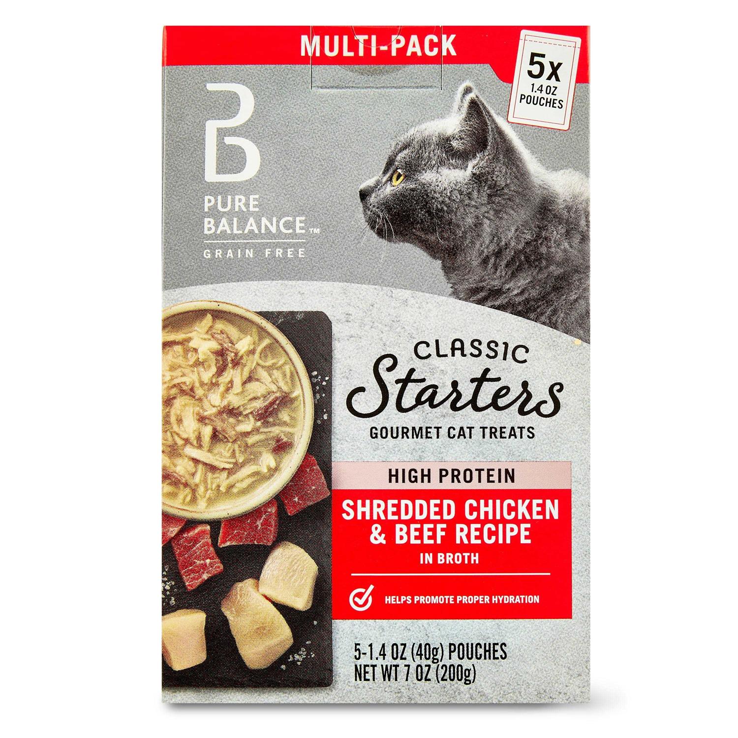 Pure Balance Classic Starters Shredded Chicken & Beef Broth Gourmet Cat Treats - Pet Supplies online store