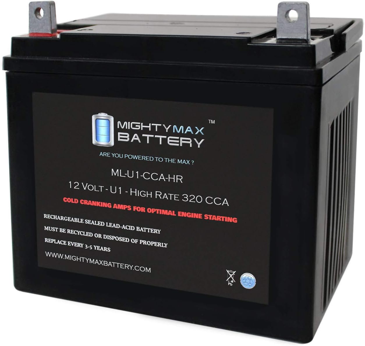 Mighty Max Battery ML-U1-CCAHR 12V 320CCA Battery for Cub Cadet Sit Down All Mower