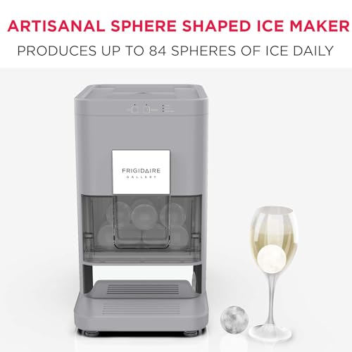 Frigidaire, EFIC240 Countertop Artisanal Sphere Ice Machine, Transparent Window, Gourmet Ice Maker, 84 Sphere per Day Capacity, Auto Self Cleaning Ice Making Machine (Grey)