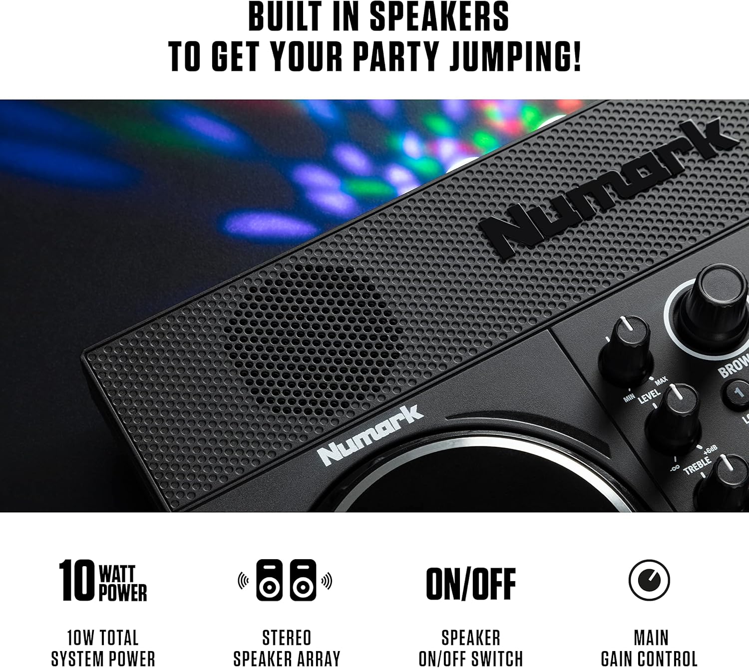 Numark Party Mix Live - DJ Controller with Built in Speakers, Party Lights and DJ Mixer, Complete Dj Set with Mixer and Audio Interface + Serato DJ Lite
