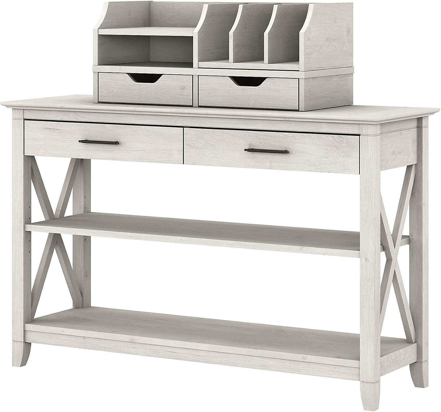 Bush Furniture Key West Console Table with Storage and Desktop Organizers, Cape Cod Gray
