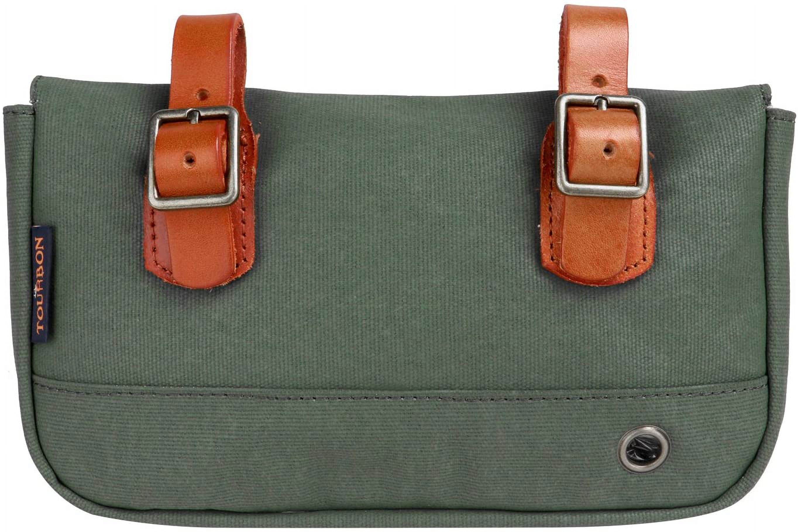 TOURBON Vintage Canvas Bike Panniers Bicycle Handlebar Bag