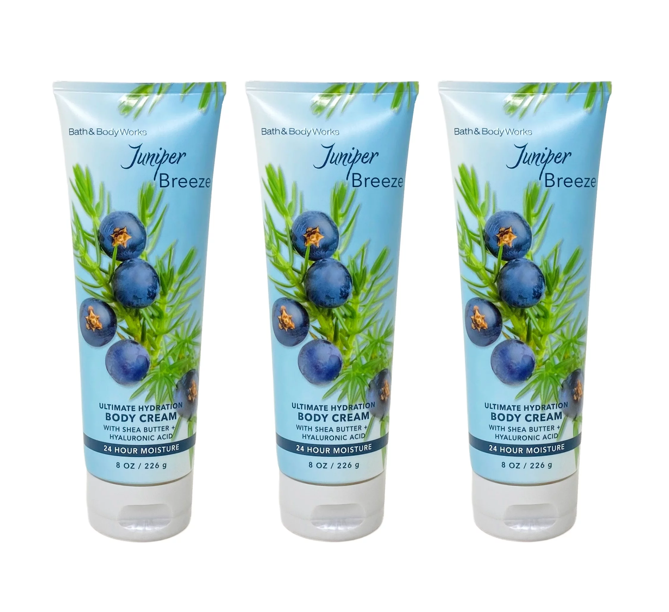 Bath and Body Works Juniper Breeze 3 Pack Ultimate Hydration Body Cream Bundle - 8 oz / 226 g each