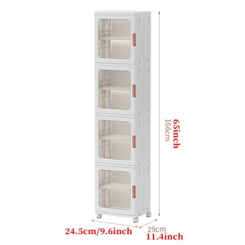 Narrow Slim Bathroom Storage Cabinet With Adjustable Shelves Bathroom Floor Cabinet Tall, Freestanding Rolling Waterproof Organizer With Drawers And Handles For Small Space(/White B 4 Tier,24.5cm)