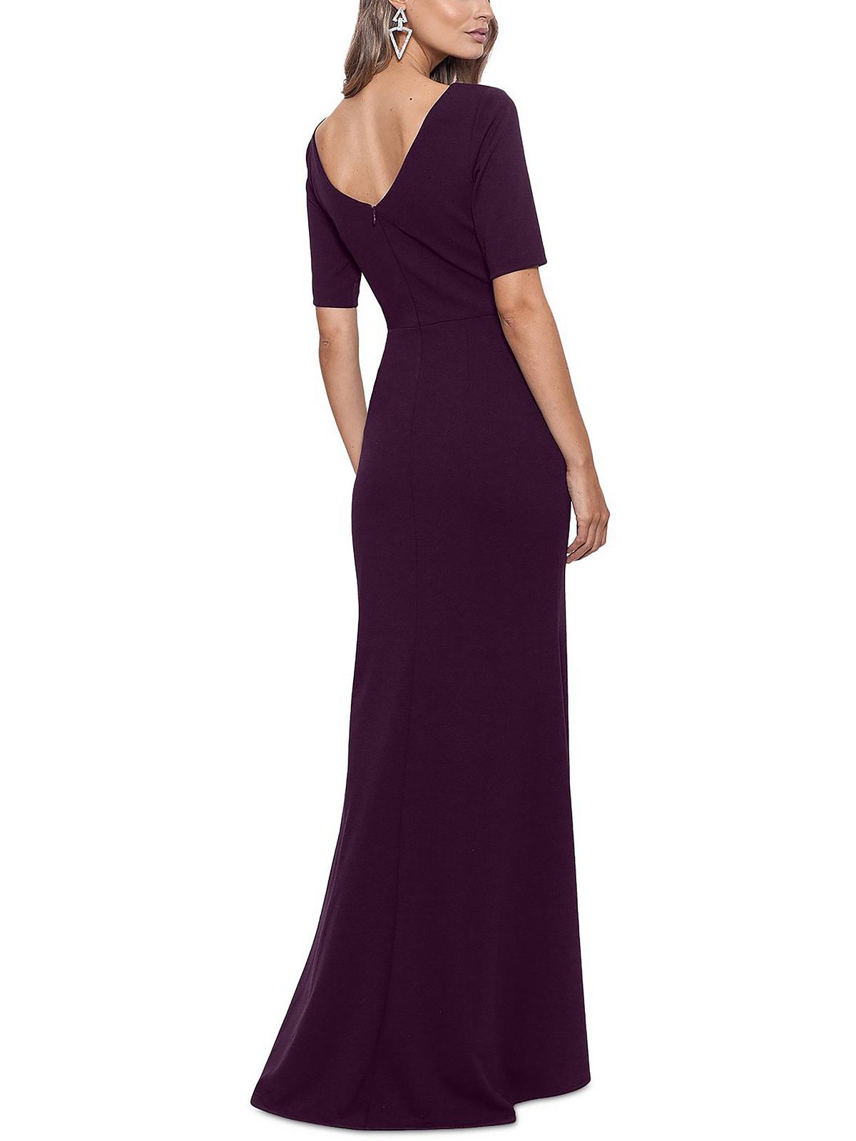 Betsy & Adam Womens Ruched Maxi Evening Dress