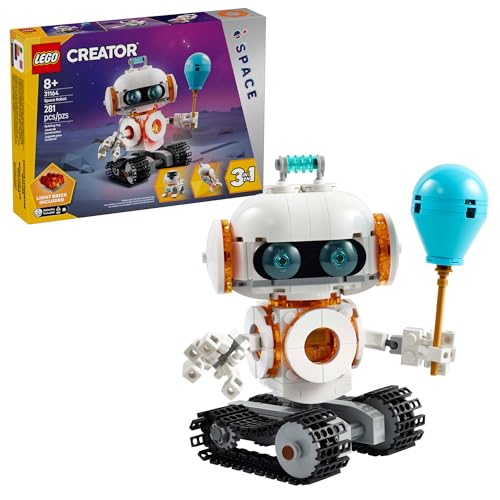 LEGO Creator 3 in 1 Space Robot Toy - Building Toy with 3 Options, Robot, Spaceship, or Robot Dog - Building Kit for Kids, Boys and Girls, Ages 8+ - Gift Idea for Birthdays - 31164
