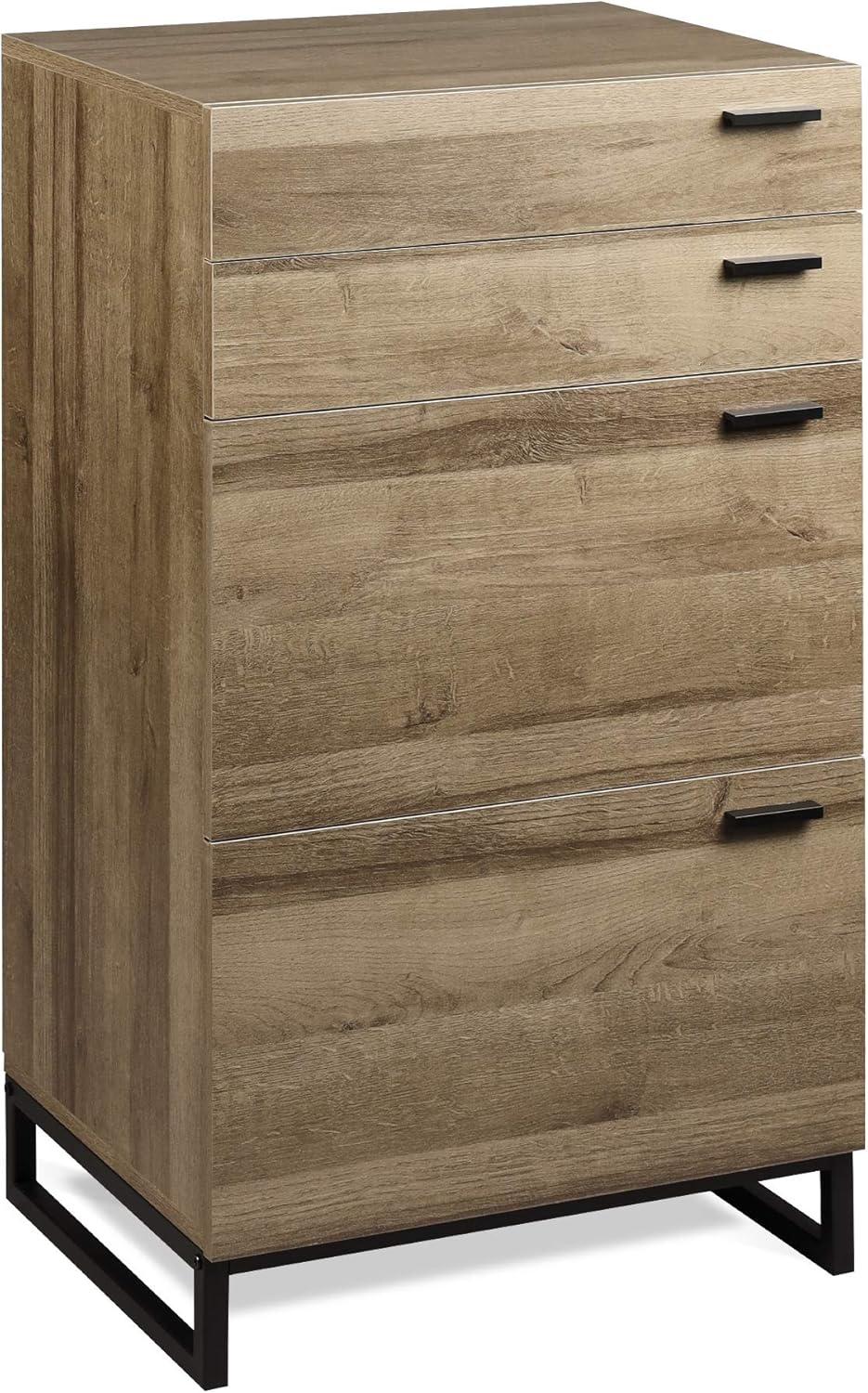 WLIVE 4 Drawer Dresser, Wide Chest of Drawers, Wood Storage Cabinet with Sturdy Metal Frame for Bedroom and Living Room, Gray Oak