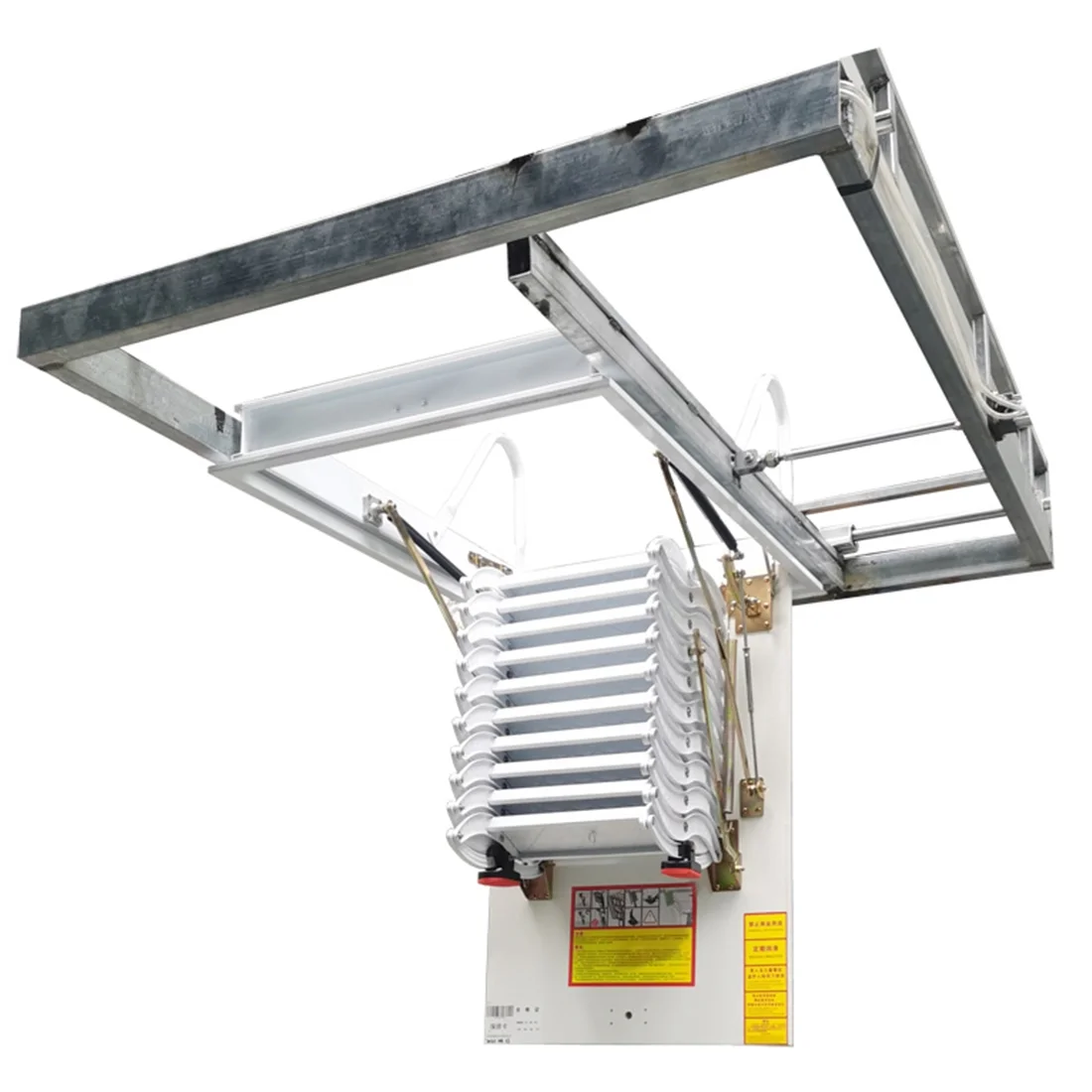 INTBUYING Attic Ceiling Ladder Stairs 10.5ft/13Steps Carbon Steel White 31.5*35.4in