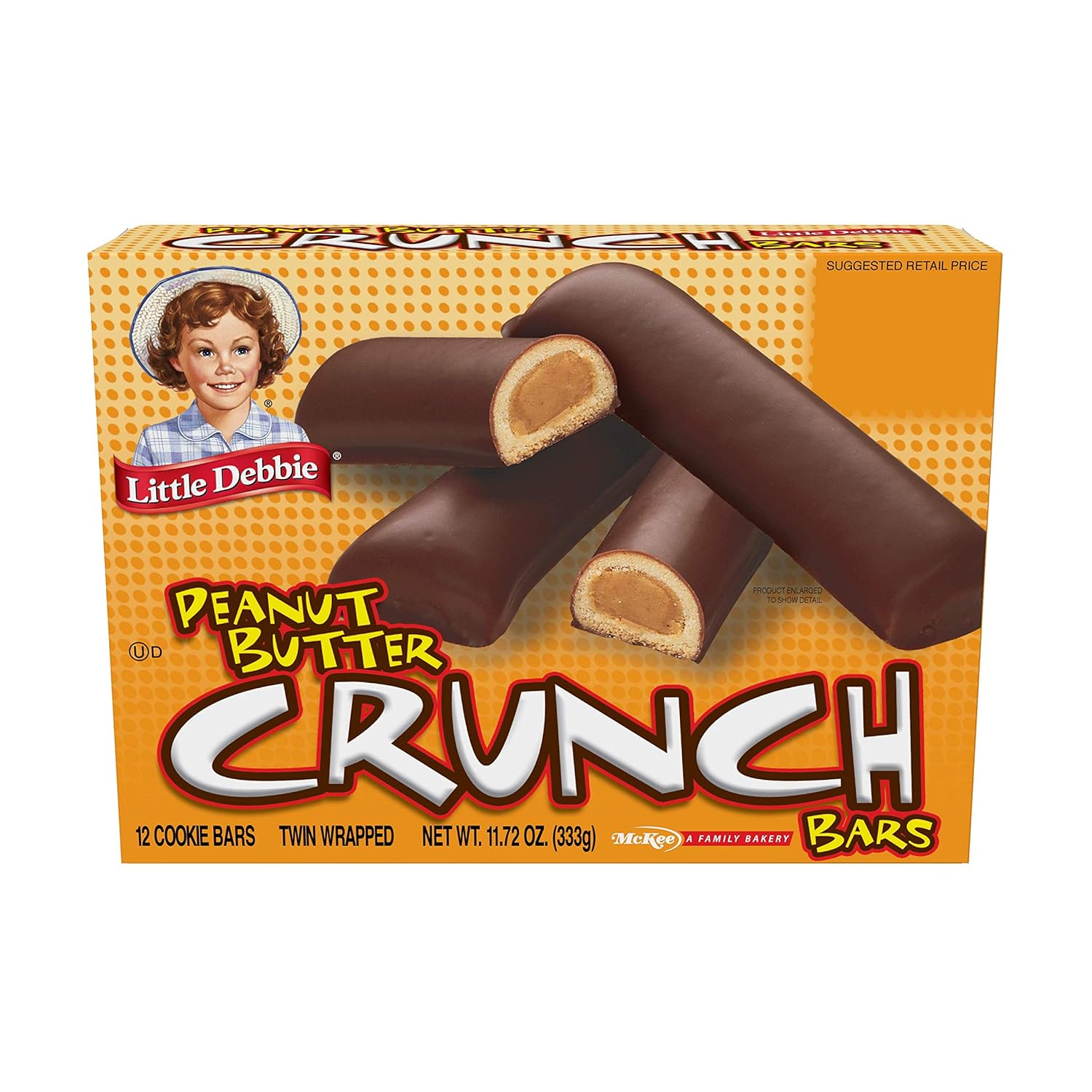 Little Debbie Peanut Butter Crunch Bars, 11.72 Oz Box, 6 Twin Wrapped Cookies, 12Count