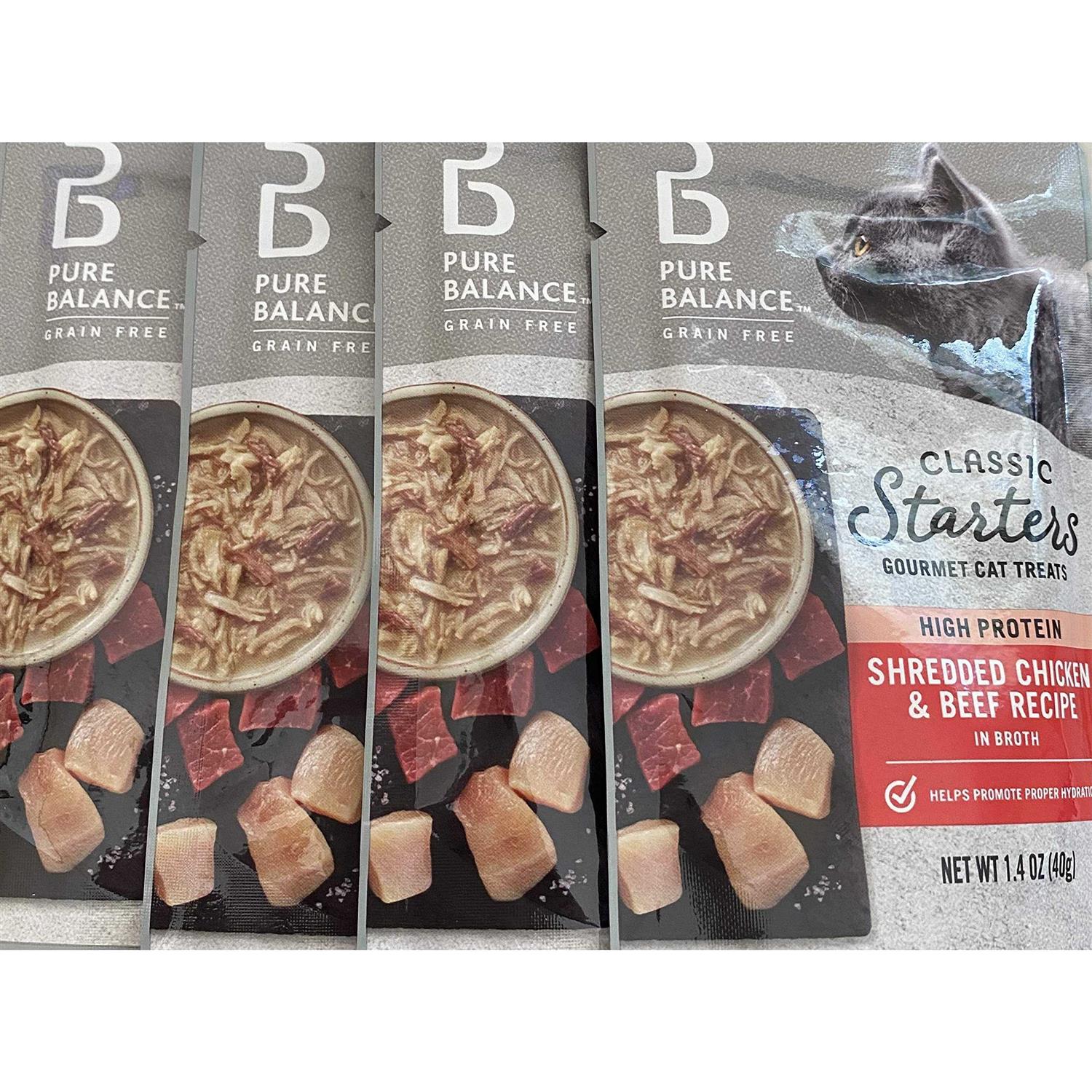 Pure Balance Classic Starters Shredded Chicken & Beef Broth Gourmet Cat Treats - Pet Supplies online store
