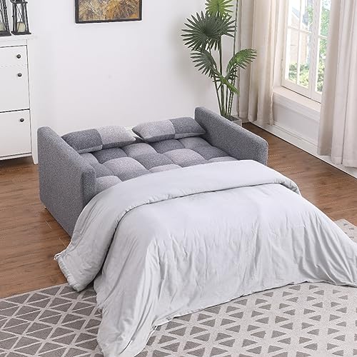 Convertible Sofa Bed - 3 in 1 Loveseat Sleeper Sofa,Pull Out Sleeper Bed with Adjustable Backrest,Multi-Functiona Lounge Chair with Velvet Fabric for Living Room(Black)