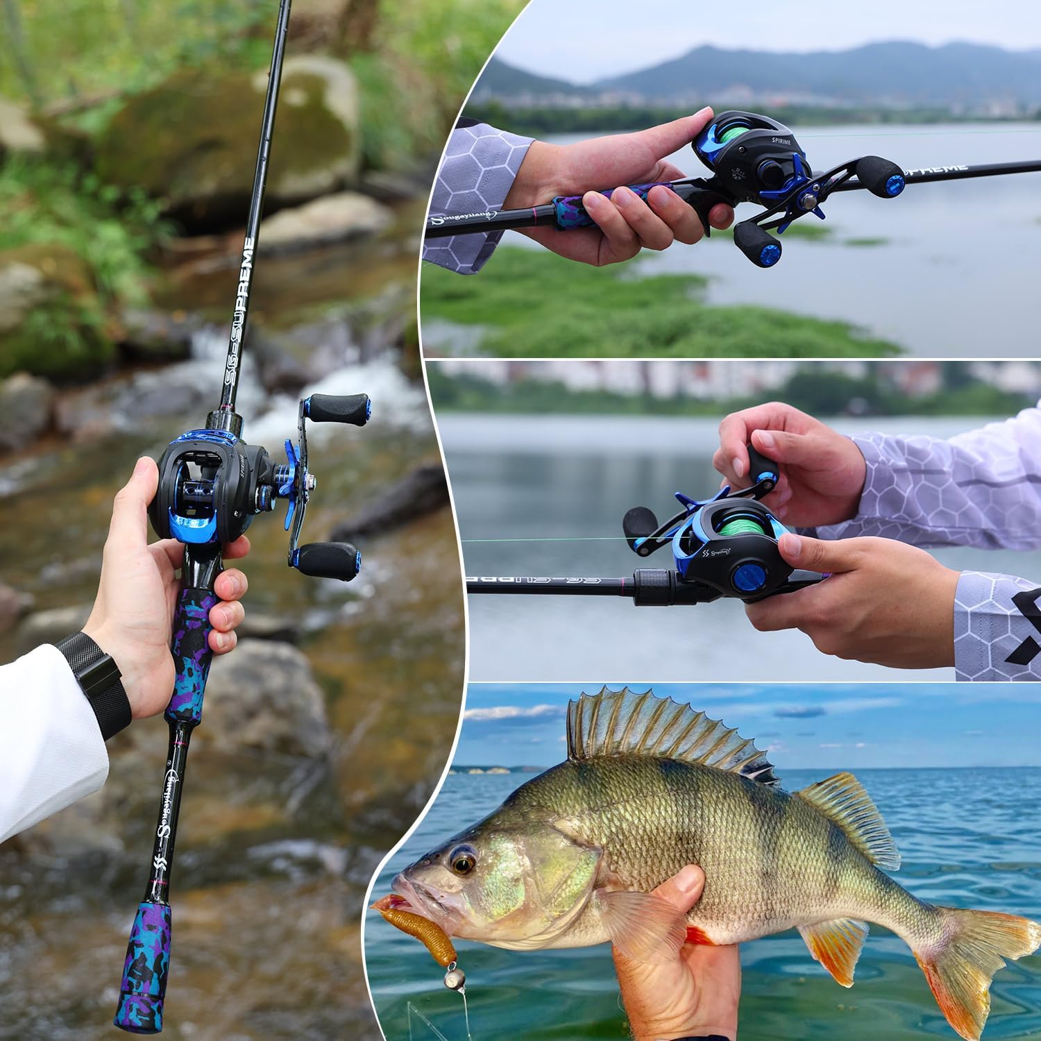 Sougayilang Fishing Rod and Reel Combo, Medium Fishing Pole with Baitcasting Reel Combo, 2-Piece Baitcaster Combo