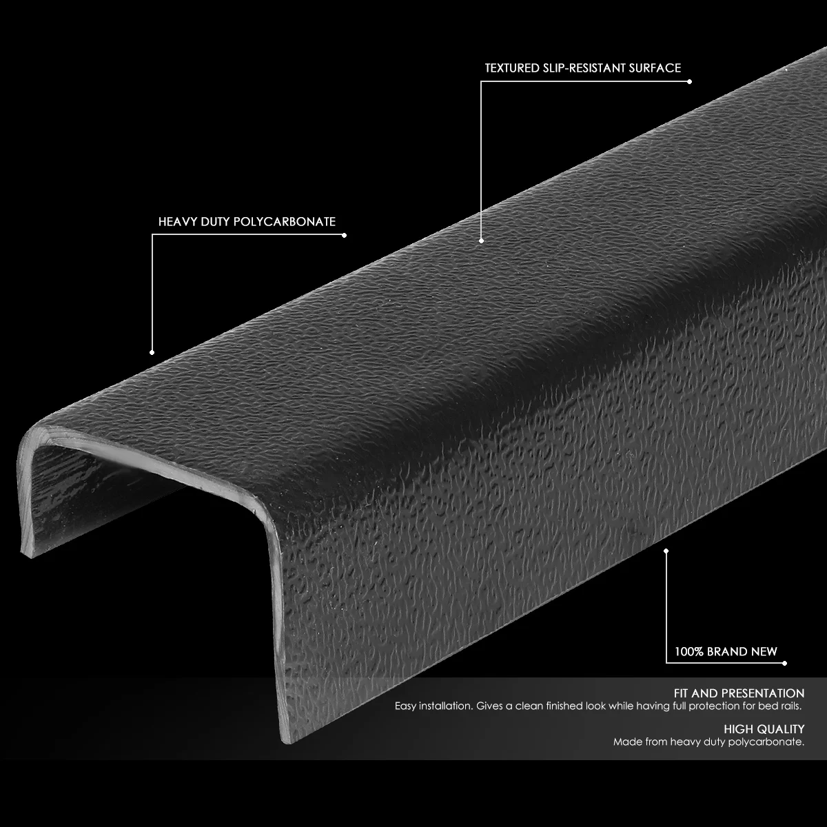 DNA Motoring BEDC-F-008 For 1994 to 2002 Dodge Ram 1500 2500 3500 Truck Bed Front Rail Molding Cap Protector 95 96 97 98 99 00 01