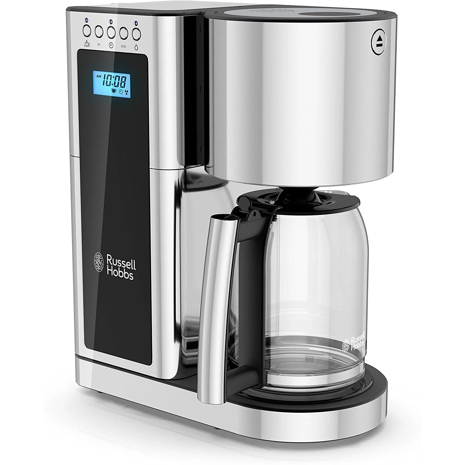 Russell Hobbs - Programmable Coffee Maker, 8 Cup Capacity with Self-Cleaning System, 1600 Watts, Chrome