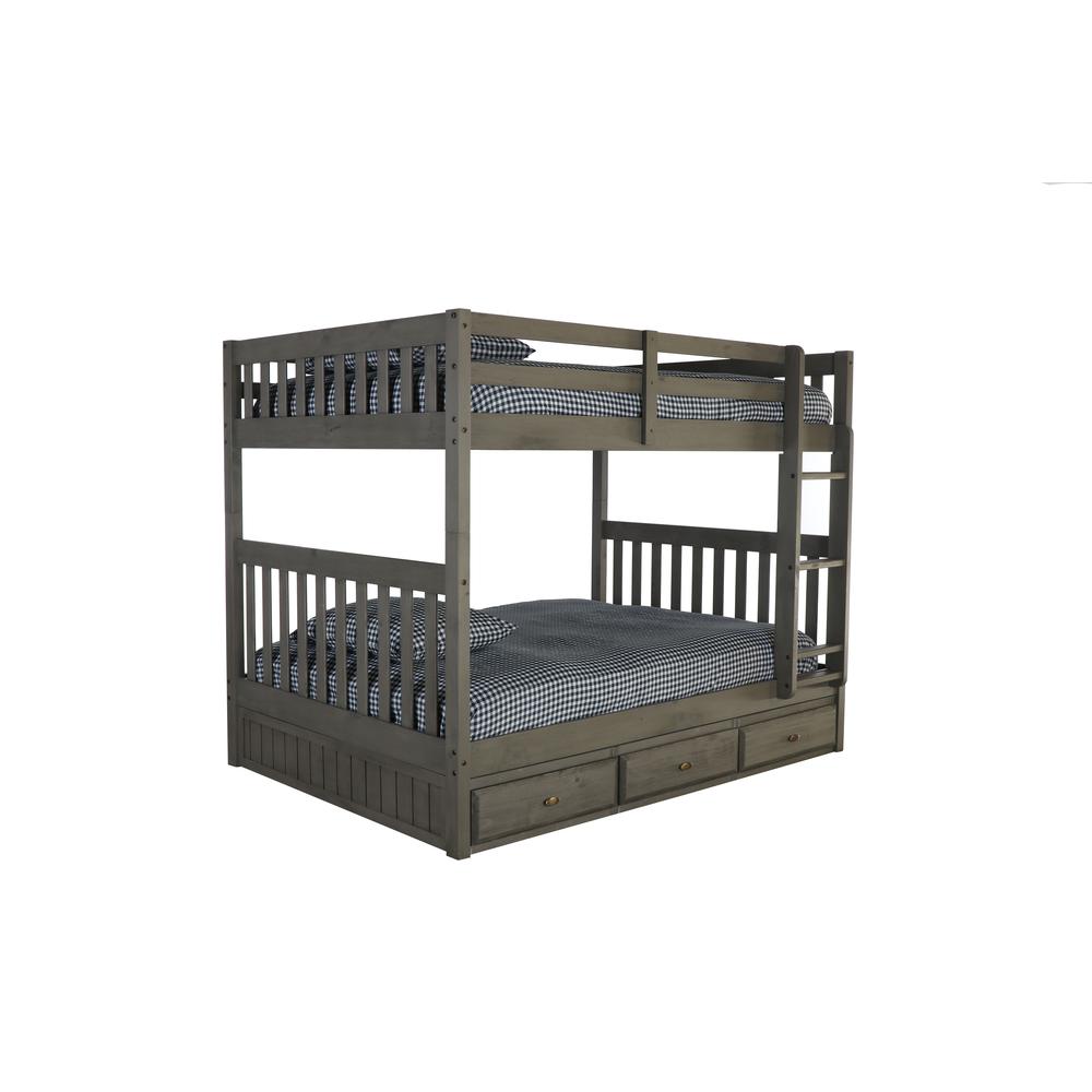 American Furniture Classics 3-drawer Wood Full over Full Bunk Bed in Charcoal