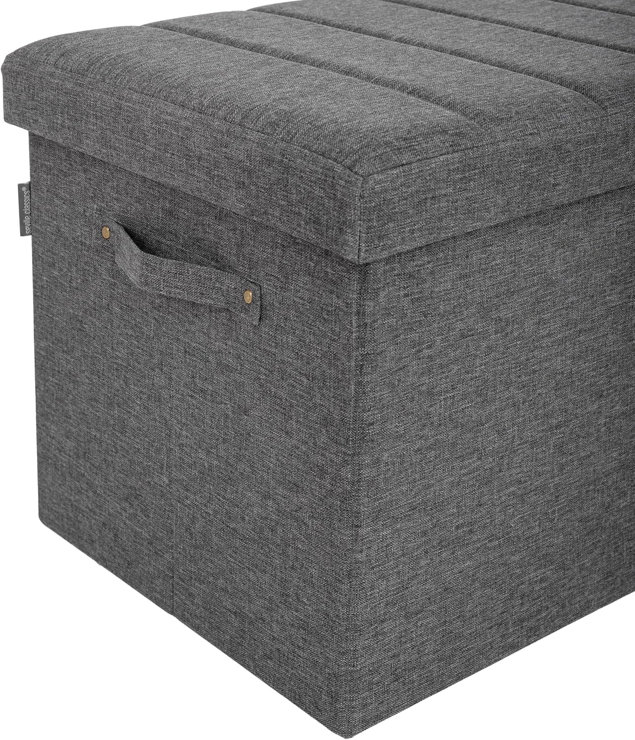 Seville Classics Foldable Tufted Storage Bench Ottoman, Modern Gray, 1787070