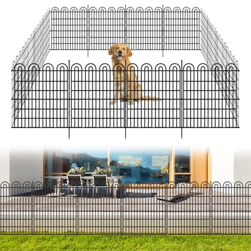 15 Panels Tall Garden Animal Barrier Fence with Gate, 33 in(H) X 36.8 ft(L) No Dig Decorative Garden Fence Outdoor for Yard, Heavy Duty Rustproof Metal Edging Border for Dog, Rabbits