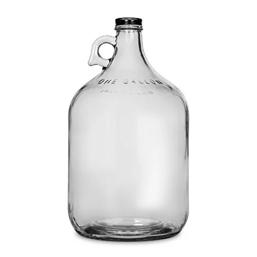 One Gallon Glass Jug with 38mm Black Metal Screw Cap (Set of 8)