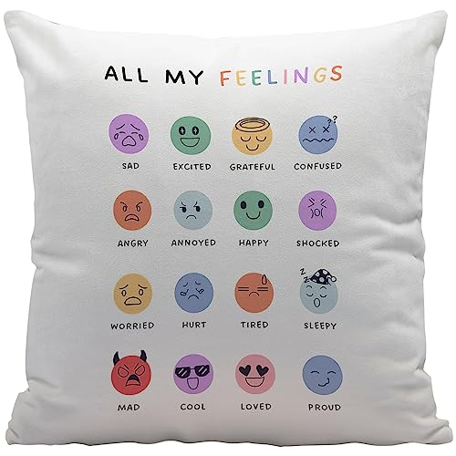 Mood Meter Pillow Covers - Cute Pillow with Multiple Expressions, Personalized Punch Needle Pillow, Interesting Mood Regulation Scale, Personalized Gifts for Women, Pillow Covers 20x20