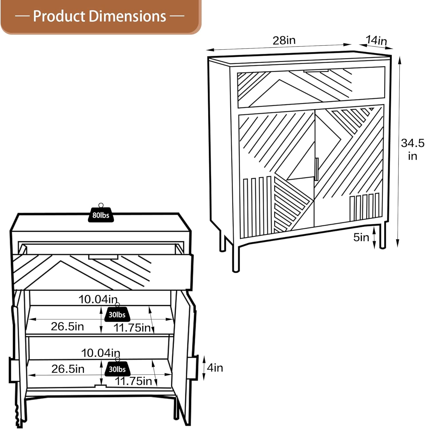 Hand-Carved Sideboard Buffet Cabinet, Storage Cabinet with 1 Drawer and 2-Doors, MDF Buffet Cabinet with Storage, Coffee Bar Cabinet Buffet Table for Living Room, Entryway, Dining Room, Vintage Brown