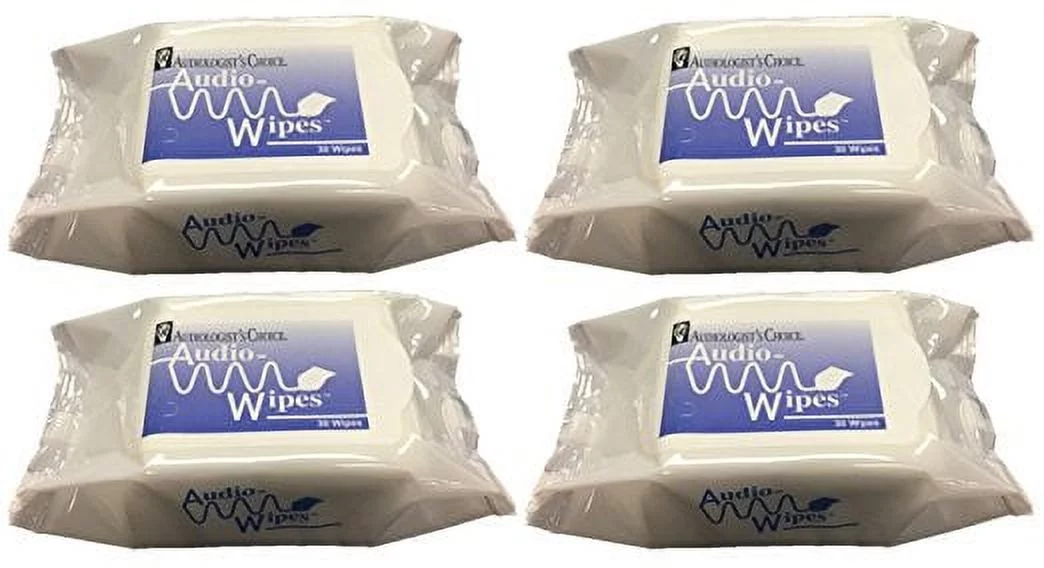Audiowipes Towelettes Portable Pouch - by Audiologist's Choice (4 Pack)