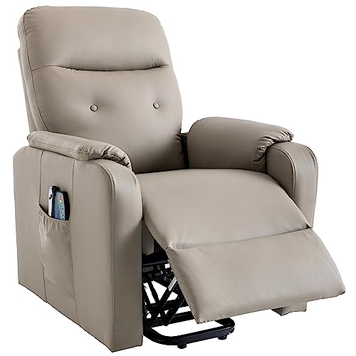 Lift Recliner Chair with Adjustable Angle, Electric Power Lift Chairs Recliners for Elderly with 5 Modes & Side Pocket, Leather Massage Chair Home Theater Seating Single for Living Room, Grey