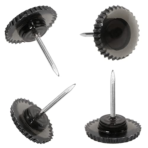 50PCS Push Pins Decorative Thumb Tacks for Cork Bulletin Board Flat Plastic Head Steel Point Gear Marking Pins for Wall Hanging Pictures Posters Paper Home Office School Use,Transparent Black