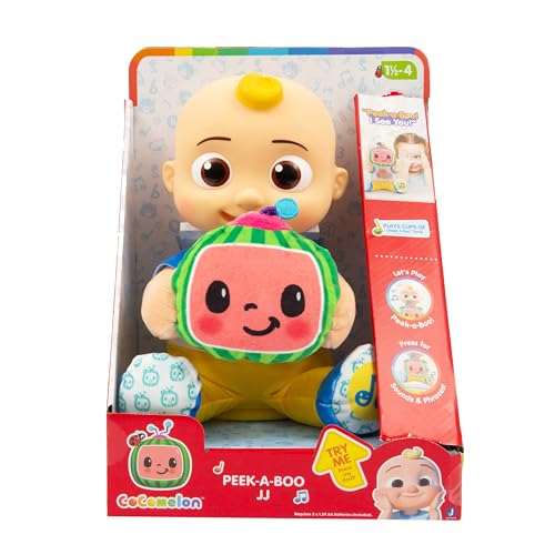 Giochi Preziosi Cocomelon Peek A Boo JJ - JJ in Plush Version 30 cm with Motorised Sounds and Movements for Playing Bubu Seven Years, for Children from 2 Years, Ccm41000