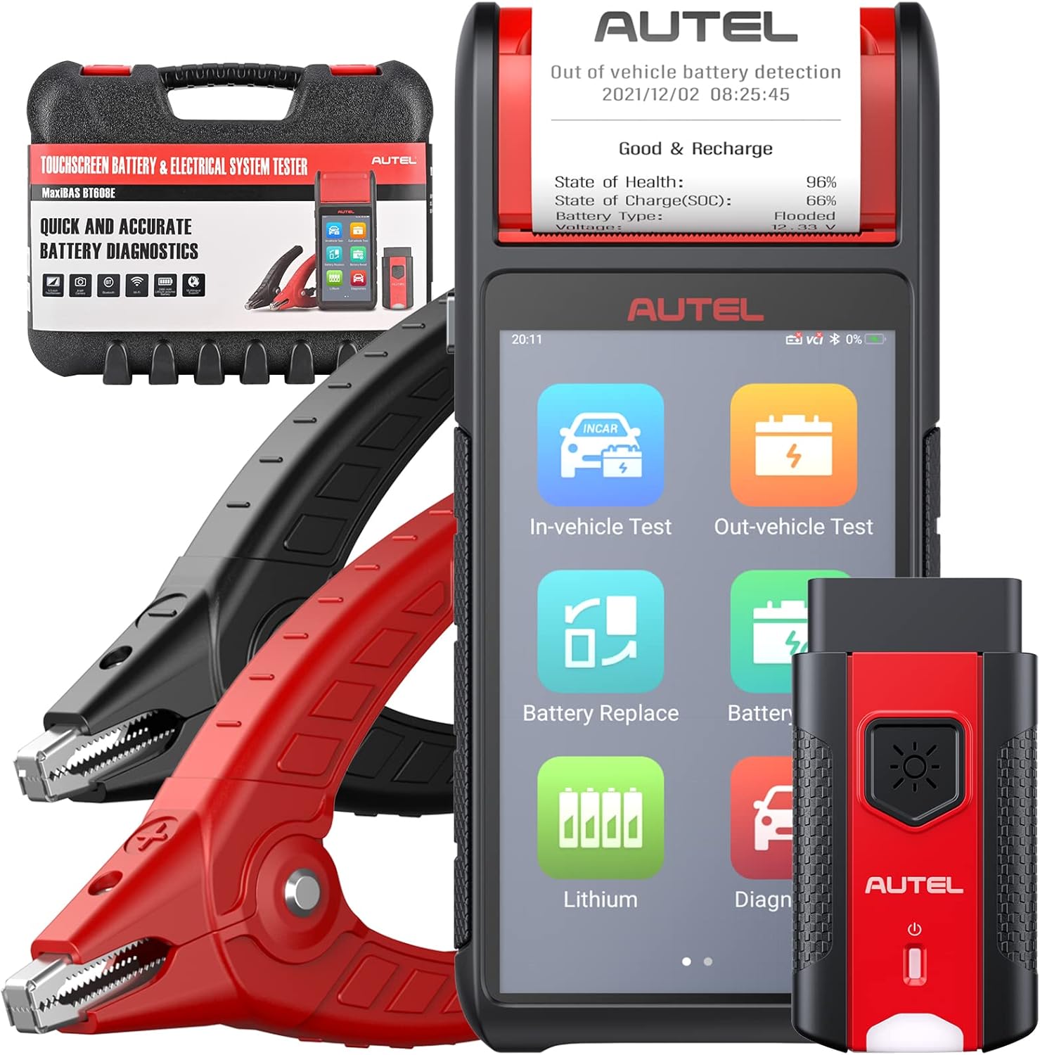 Autel MaxiBAS BT608, Battery Tester 6V &12V Battery Analysis Tool with All System Diagnostic Scan Tool OBD2 Scanner Upgraded from Autel AL539B/BT508/BT506