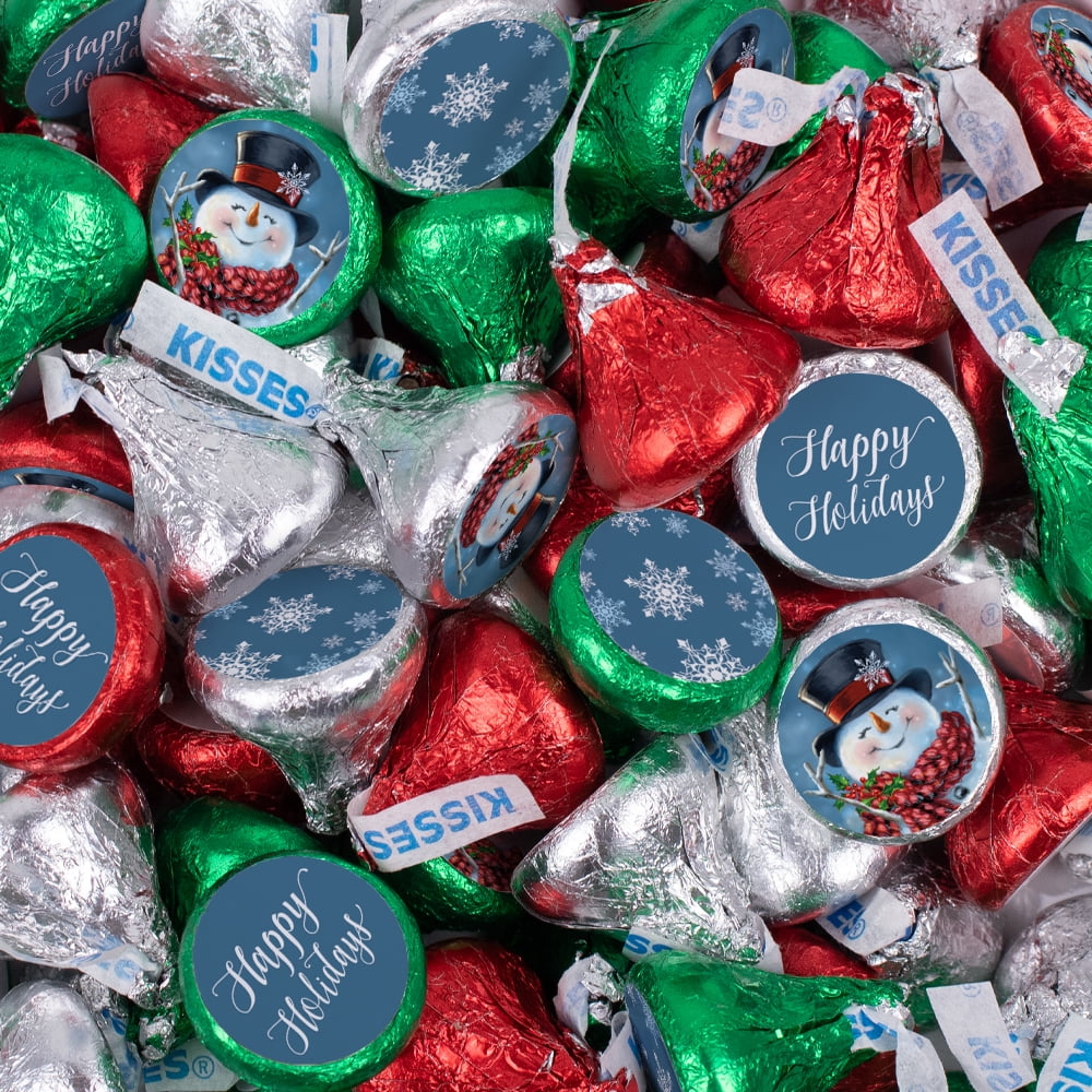 100 Pcs Christmas Candy Party Favor Kisses Chocolate (1 lb) - Jolly Snowman