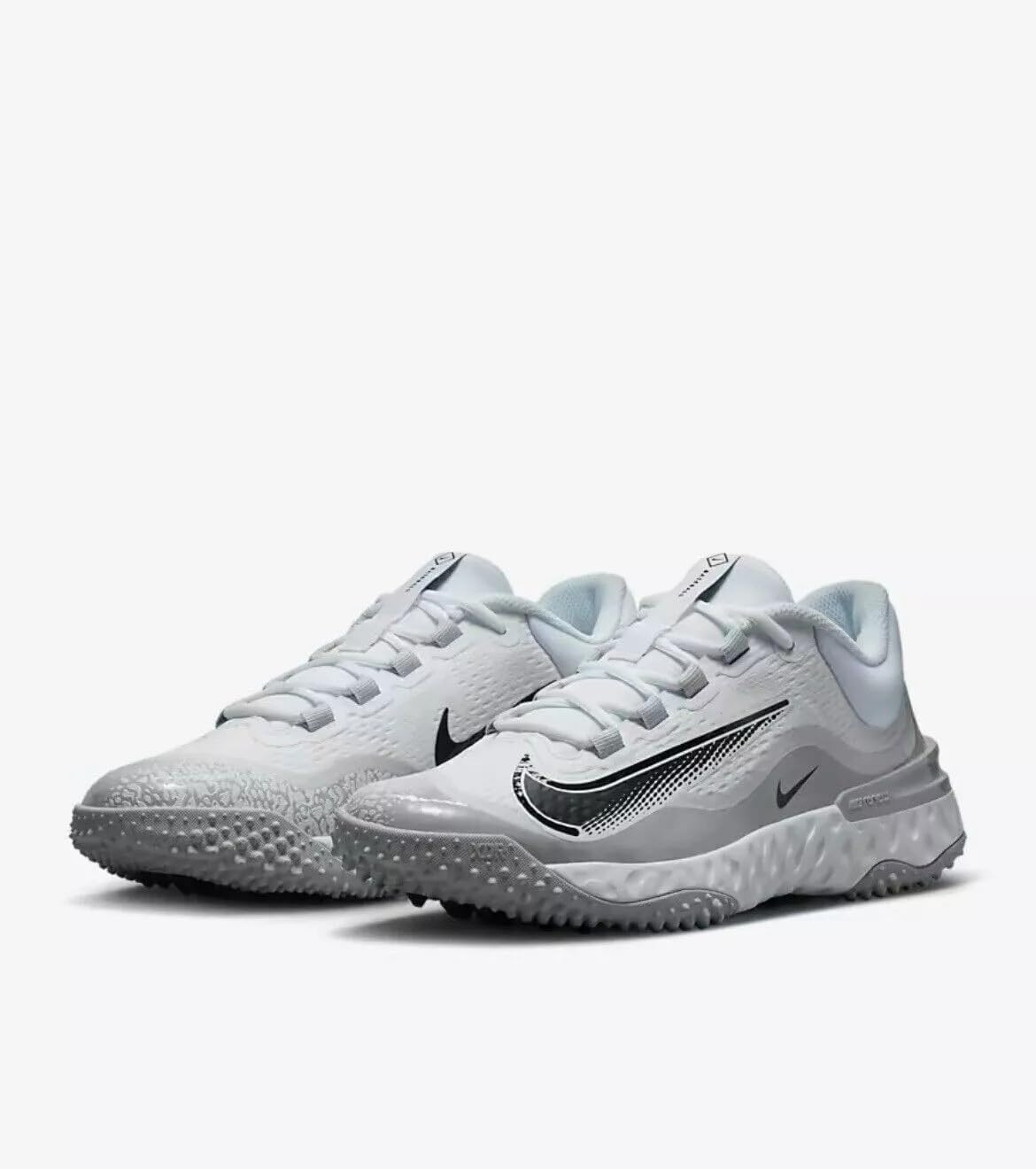 Nike Men's Alpha Huarache Elite 4 Baseball Turf Shoes, Grey/White, 10 M US