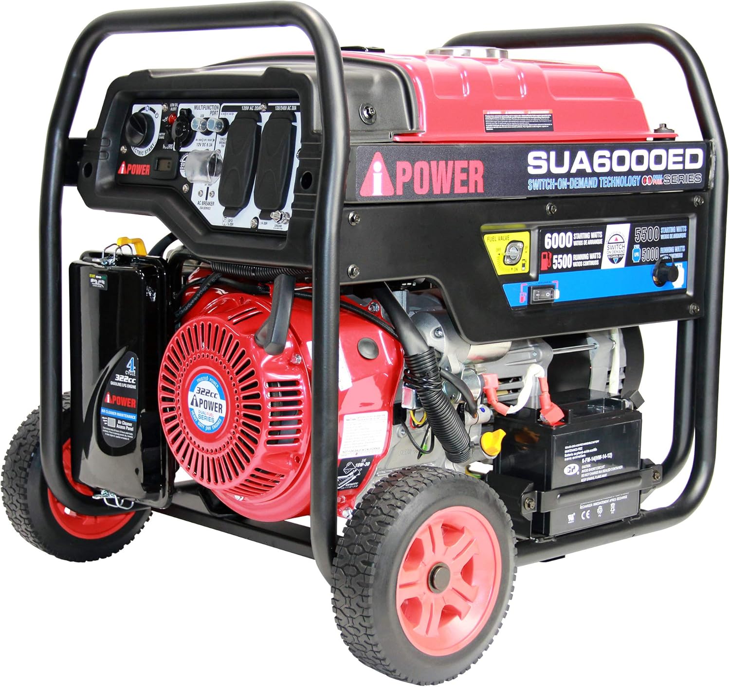 A-iPower SUA6000ED 6000 Watt Portable Generator Gas & Propane Powered With Electric Start, Jobsite, RV, and Home Backup Emergency