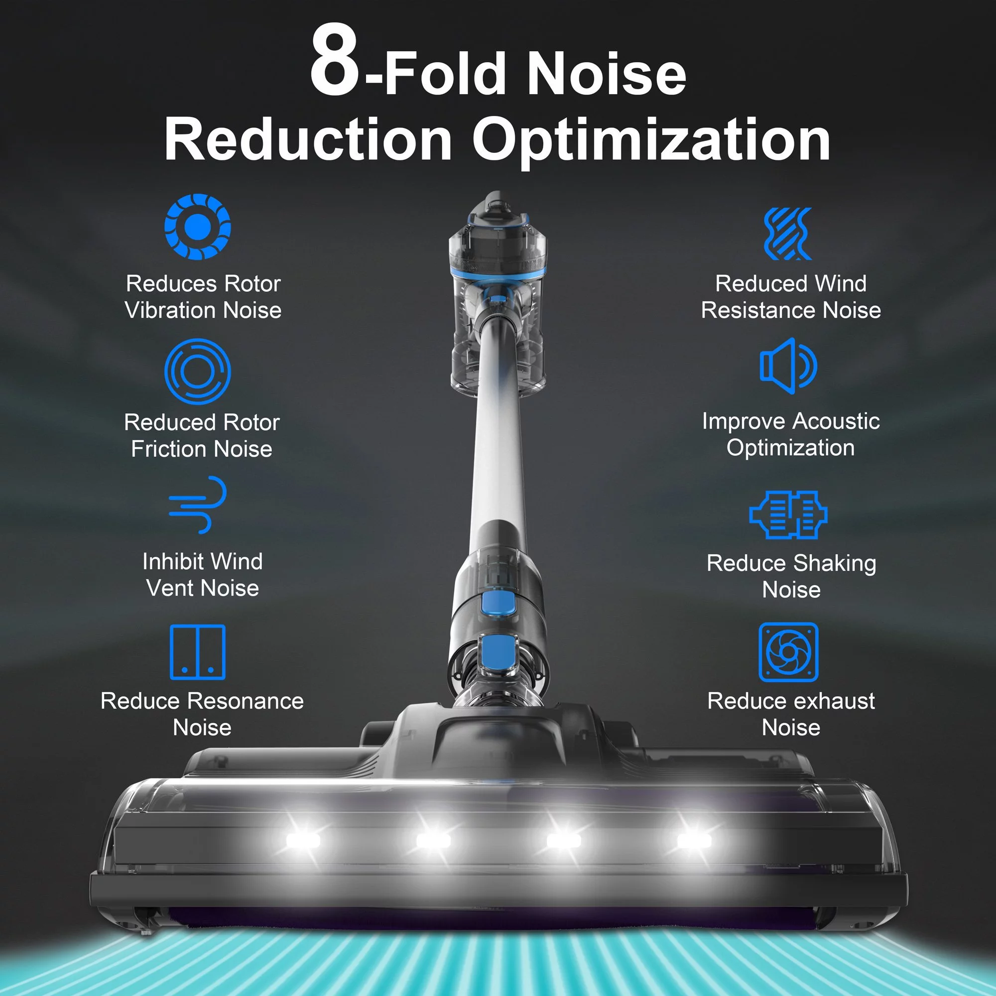 TASVAC Portable Stick Vacuum Cleaner, 260W Electric Broom Vacuum, 23 Kpa 6 in 1 Powerful Vacuum Cordless Lightweight, Up to 50min Runtime, 5 Cyclone Filter for Home, Office