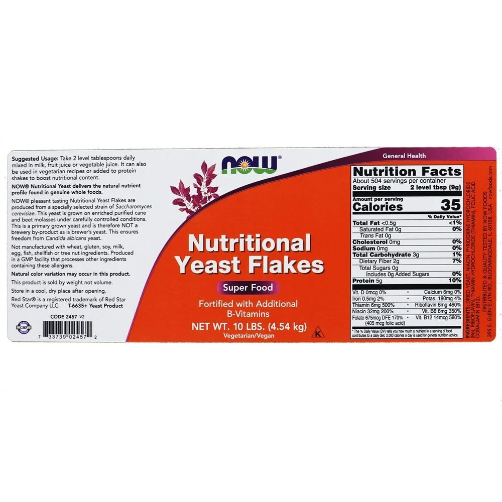 Now Foods Nutritional Yeast Flakes 10-Pounds Fortified B-Vitamins Supplement
