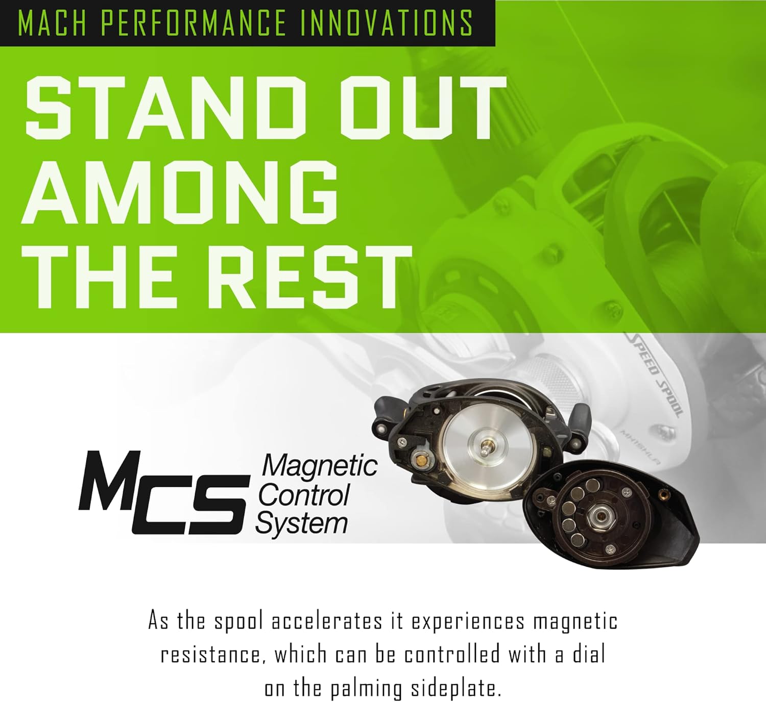 Mach Lew's 2 Casting Reel and Fishing Rod Combo, 7-Foot 3-Inch 1-Piece Premium IM8 Graphite Fishing Rod, Right-Hand Retrieve, Black/Green