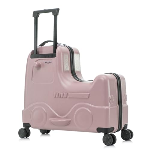 22 inch Kids Ride On Luggage with Safety Belt,Tollder Luggage with Spinner wheels and Luggage Cover (Yellow)