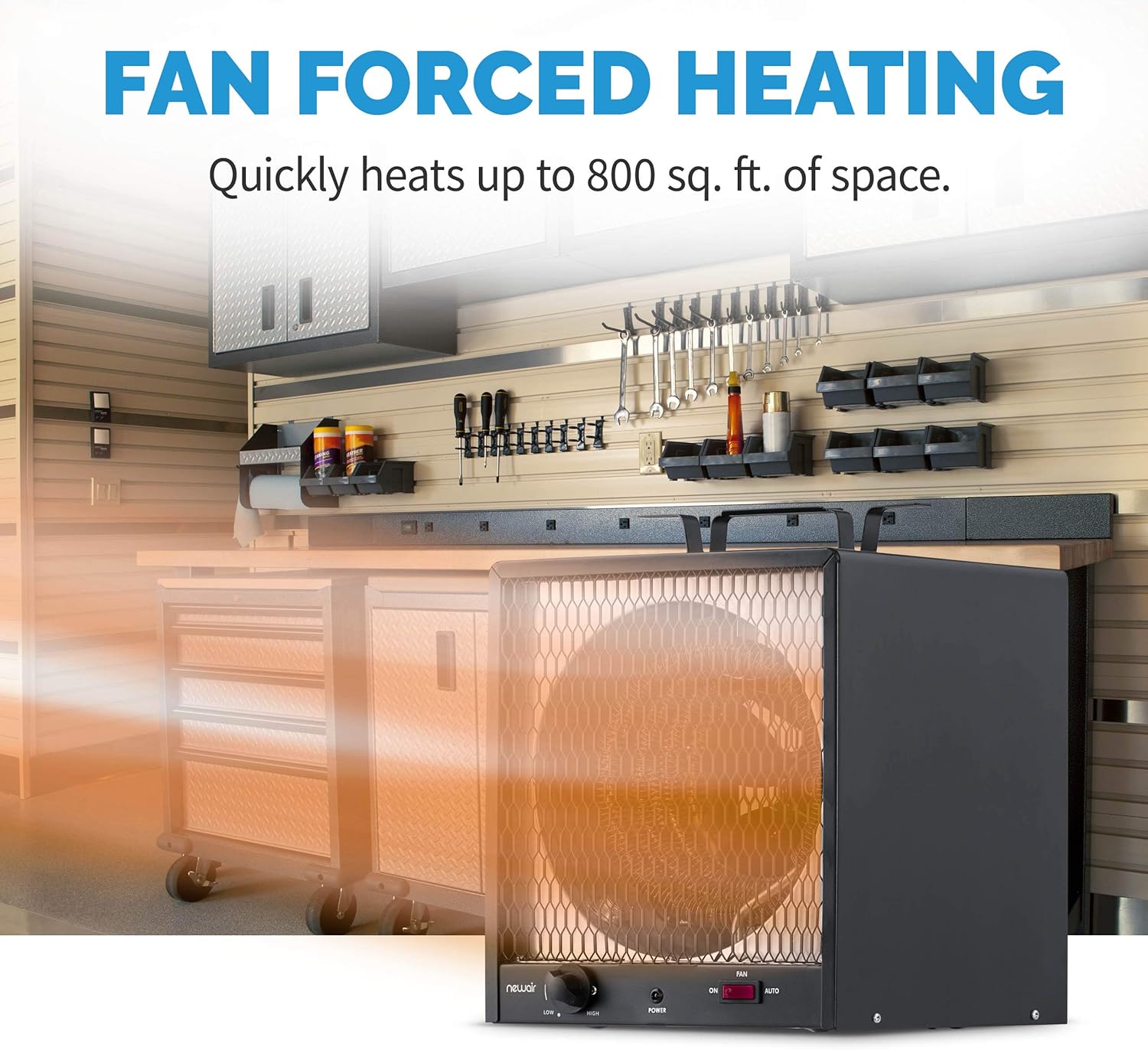 NewAir Portable Heater (240V) Portable Electric Garage Heater Heats Up to 800 sq. ft. with 6-Foot Cord Wrap and Carrying Handle | 5600 Watt Portable Electric Shop Heater for Garage and work shop