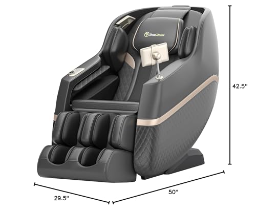 Real Relax Massage Chair, Shiatsu Massage Recliner Chair with Heat Body Scan Bluetooth Foot Roller, F7 Black