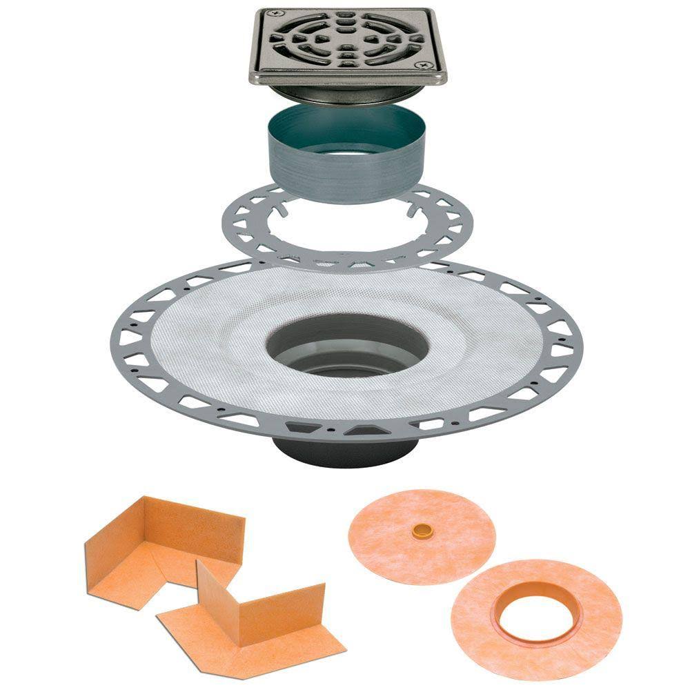 Schluter KD2/PVC/E Kerdi-Drain 4x22 x 4x22 PVC Flnge Drain Kit Stainless Steel