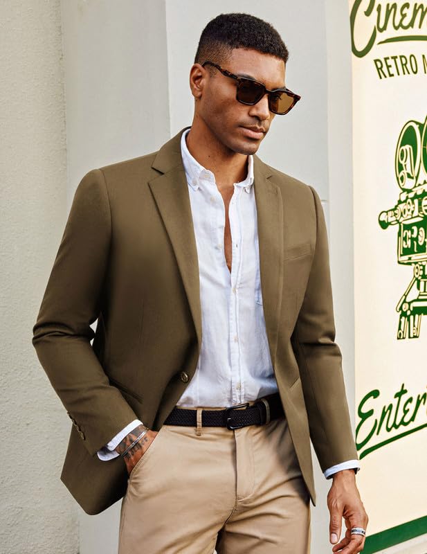 PJ PAUL JONES Mens Casual Blazer Wool Blend Sport Coat One Button Lightweight Business Suit Jackets