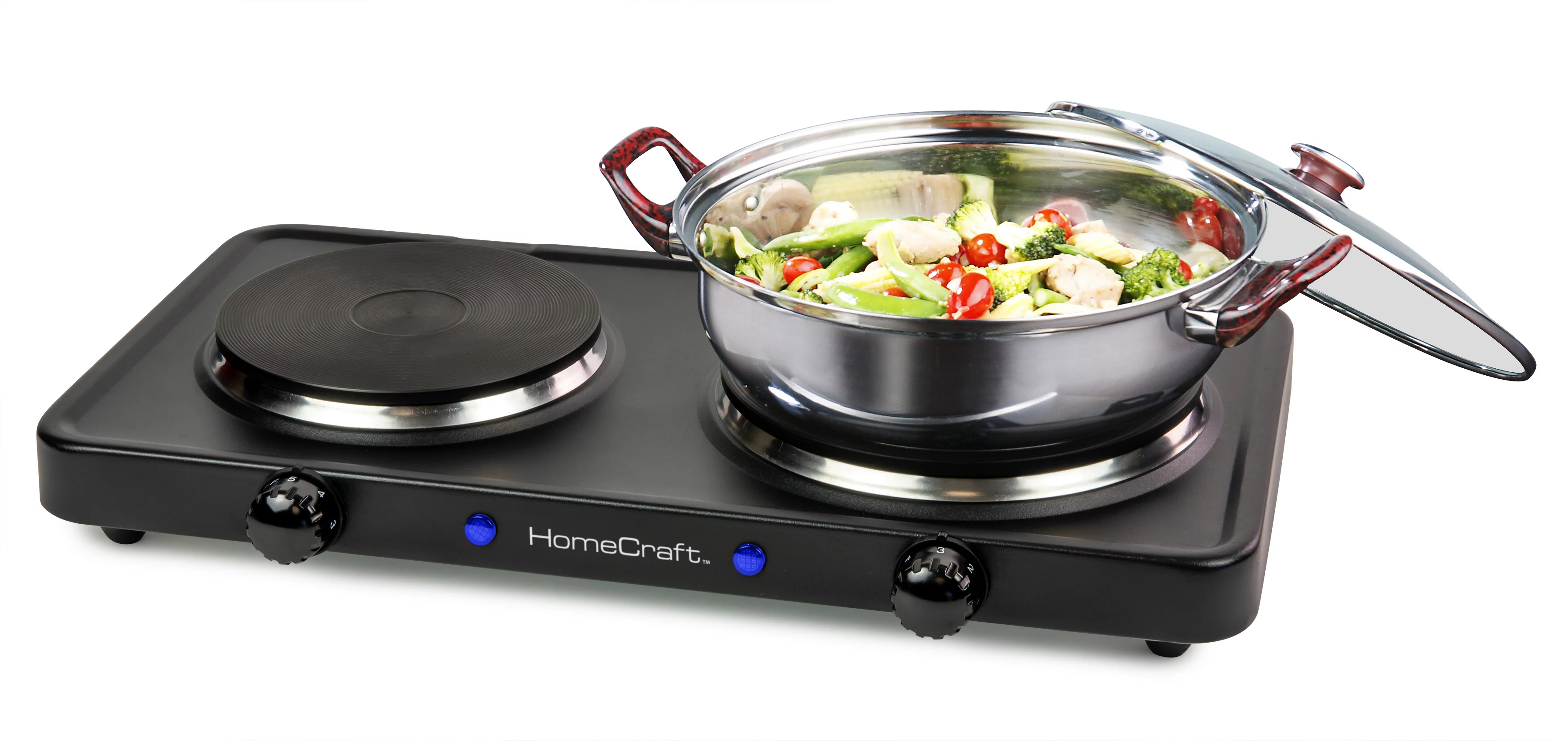 HomeCraft HCDB15BK Double Burner Hot Plate