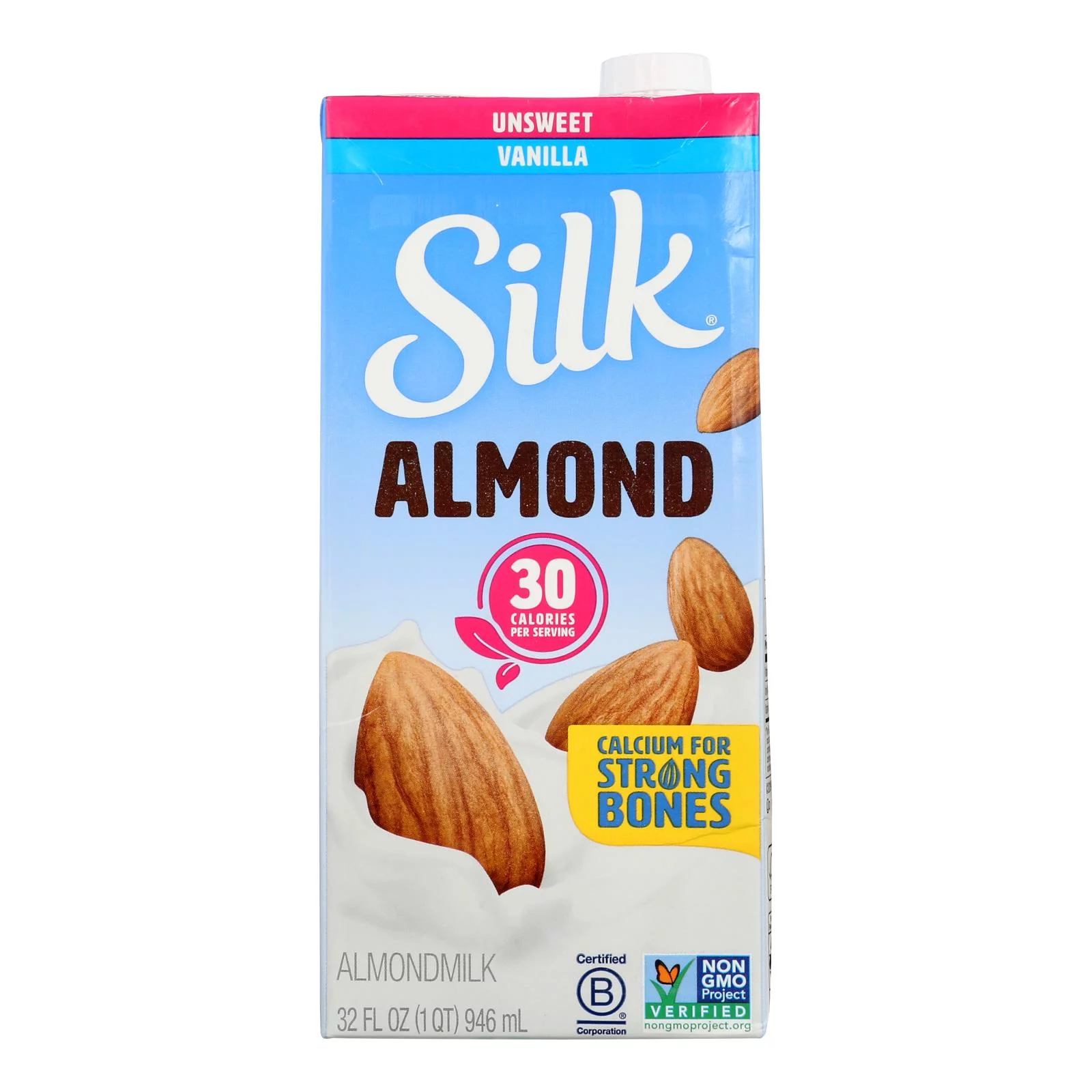 Silk Pure Almond Milk - Unsweetened Vanilla - Case of 6 - 32 Fl oz.