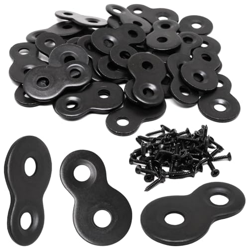 32pcs Figure 8 Fastener, Figure 8 Table Top Fasteners with Screws Heavy Duty Figure-Eigh Clips for Table Tops Connector Bracket (Black)