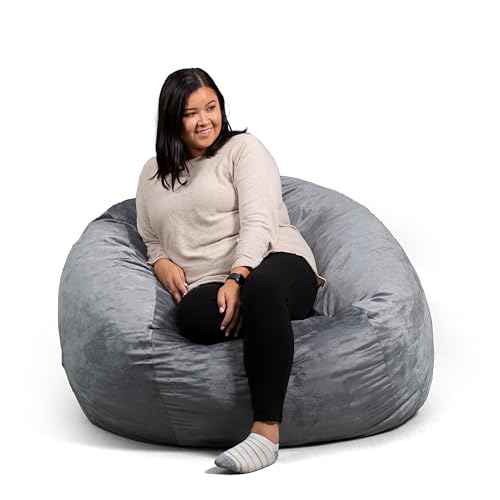 Big Joe Fuf Medium Foam Filled Bean Bag Chair with Removable Cover, Collegiate Green Lenox, Durable Woven Polyester, 3 feet Big