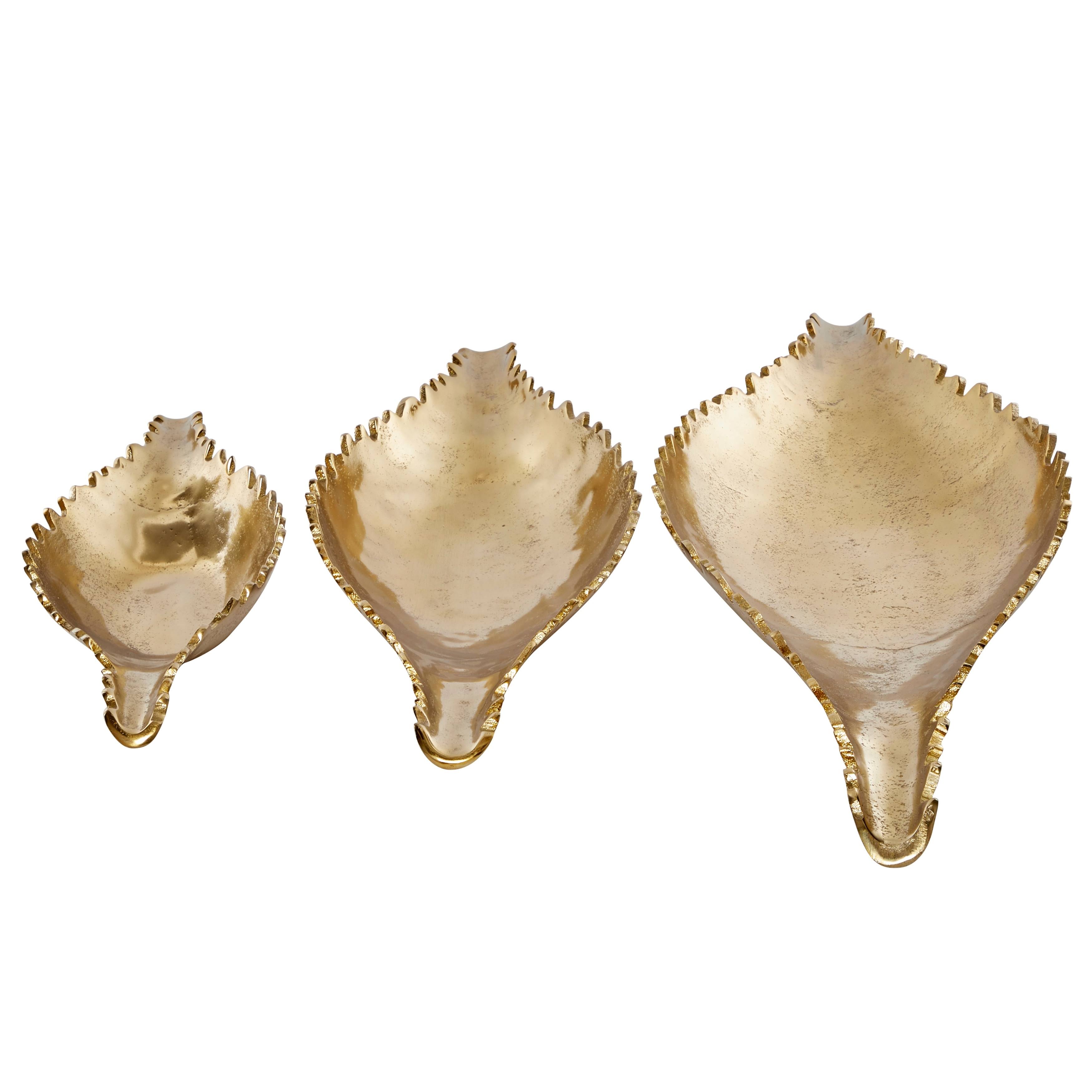 Venus Williams Large Metallic Gold Metal Boat Trays, Set of 3, 80755