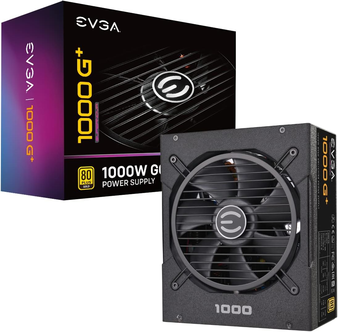EVGA SuperNOVA 1000 G+, 80 Plus Gold 1000W, Fully Modular, FDB Fan, 10 Year Warranty, Includes Power ON Self Tester, Power Supply 120-GP-1000-X1,Black