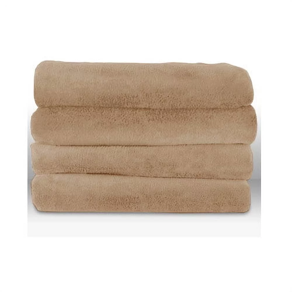 Sunbeam Microplush Electric Heated Throw Blanket in Mushroom Beige