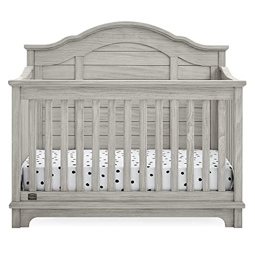 Delta Children Asher Crib 7-Piece Baby Nursery Furniture Set–Includes: Convertible Crib, Dresser, Changing Top, Crib Mattress, Sheets, Toddler Guardrail & Changing Pad, Rustic Mist
